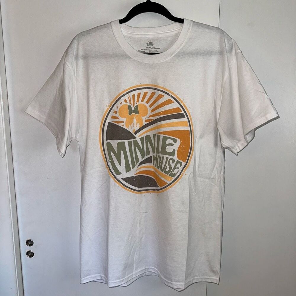 Disney Parks Unisex White Minnie Mouse Graphic Castle Tee Large NWT